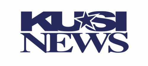 KUSI News logo with dark blue text on white; "KUSI" above "NEWS" with a star.