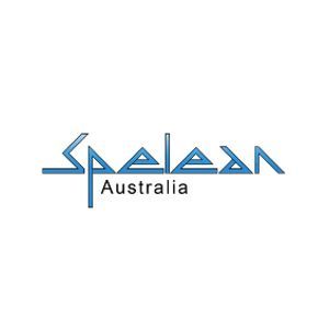 The logo for spelean australia is blue and white on a white background.