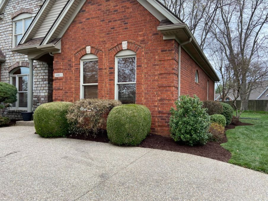 Brick House Driveway And Bushes In Front — Louisville, KY — Titan Landscape Group