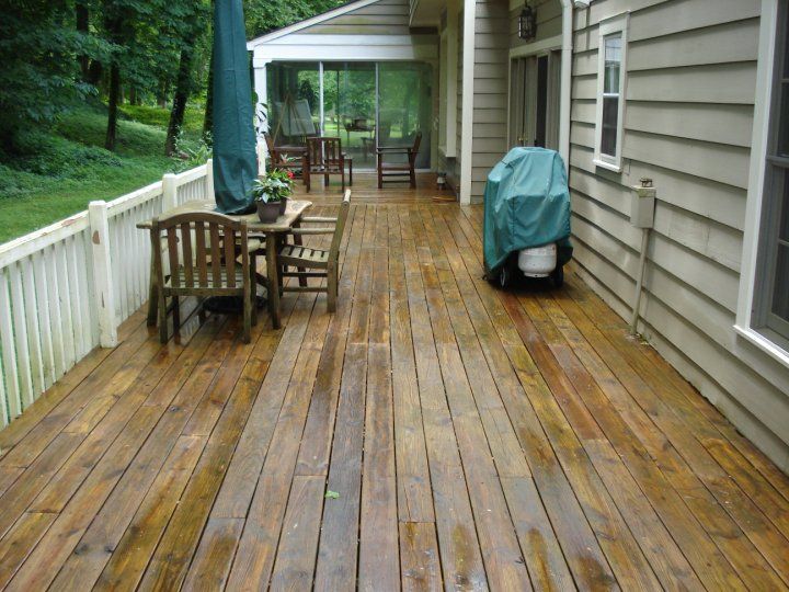 Pressure washing deck after