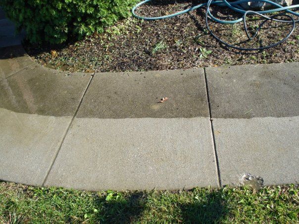 Pressure washing concrete before & after