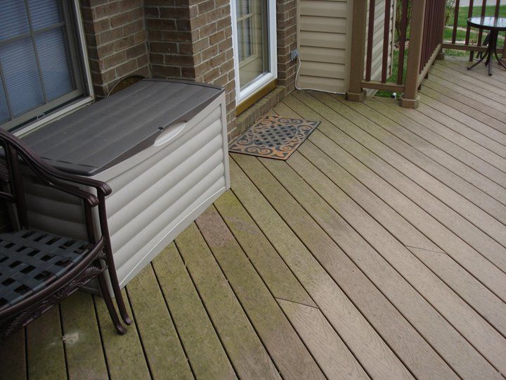 Pressure washing deck before
