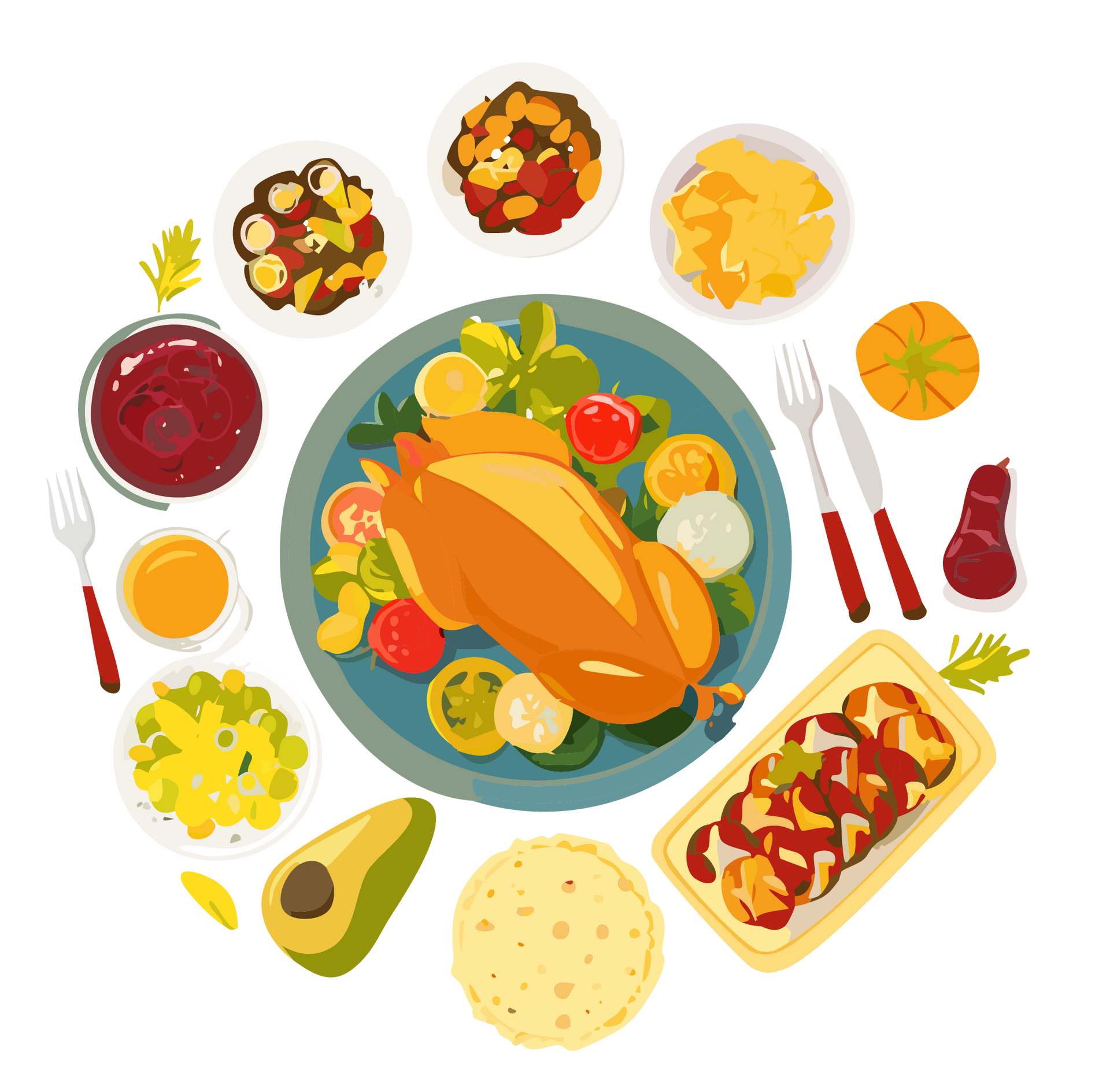 There are many different types of food on the table.