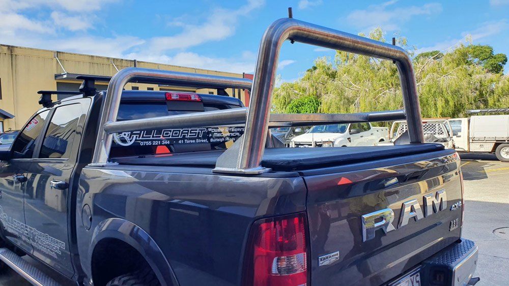 Back Of The Pick Up Truck With Stainless Ute Tube Rack — Balustrading in Burleigh Heads, QLD