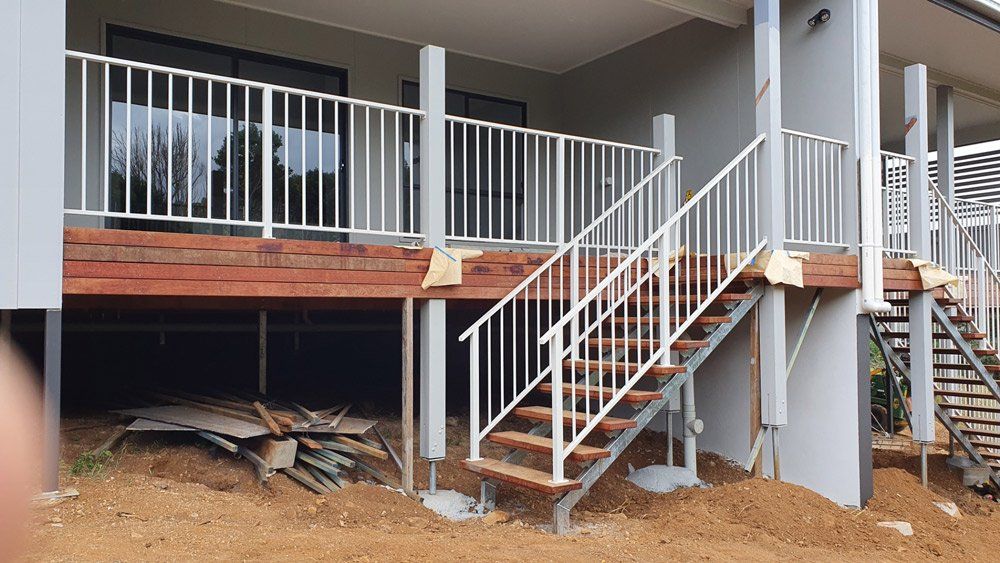 New Aluminum Balustrade With Wood Steps — Balustrading in Burleigh Heads, QLD