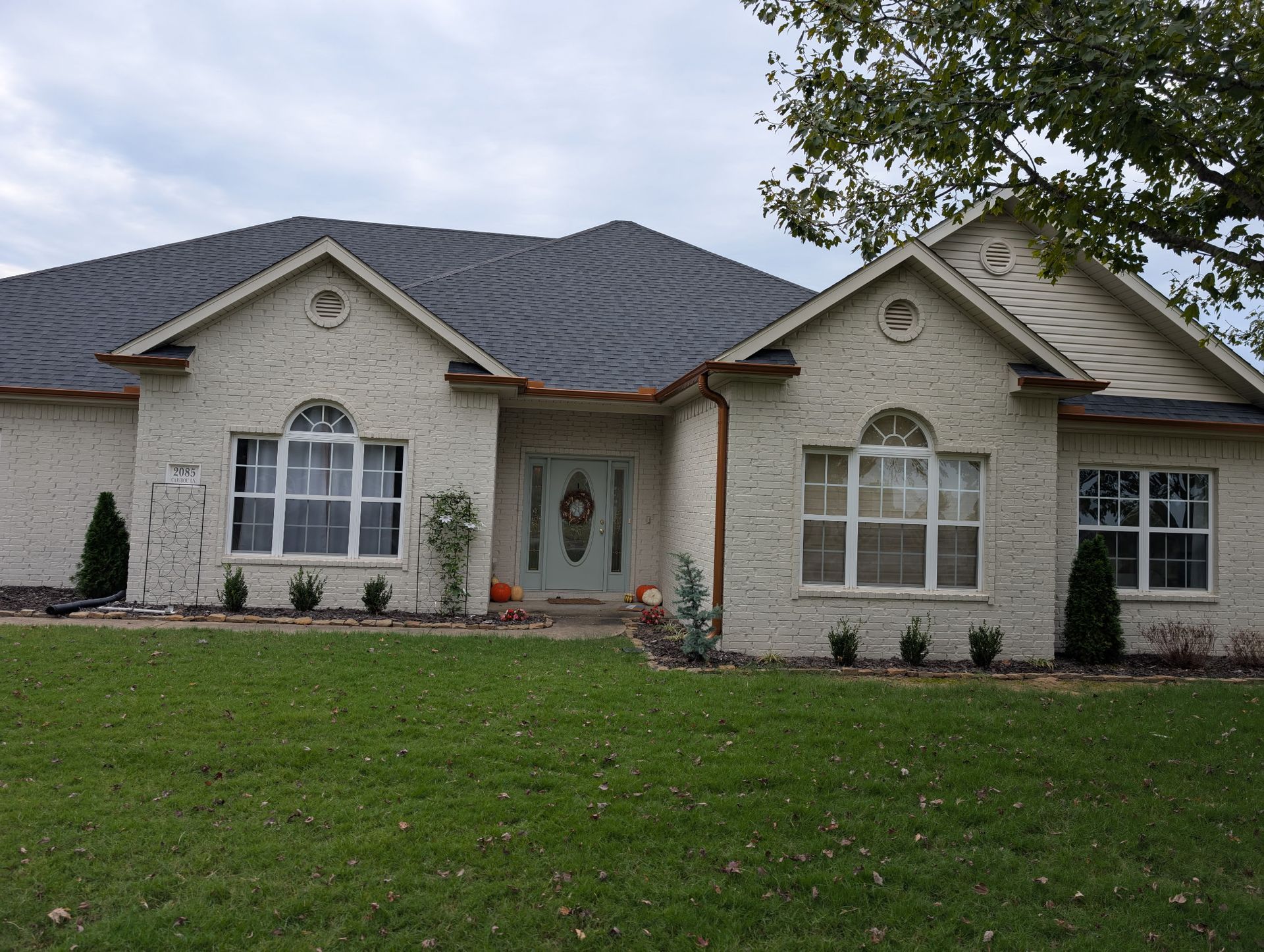 A new home with outstanding gutters and drainage custom made by Hog Trough Seamless Gutters