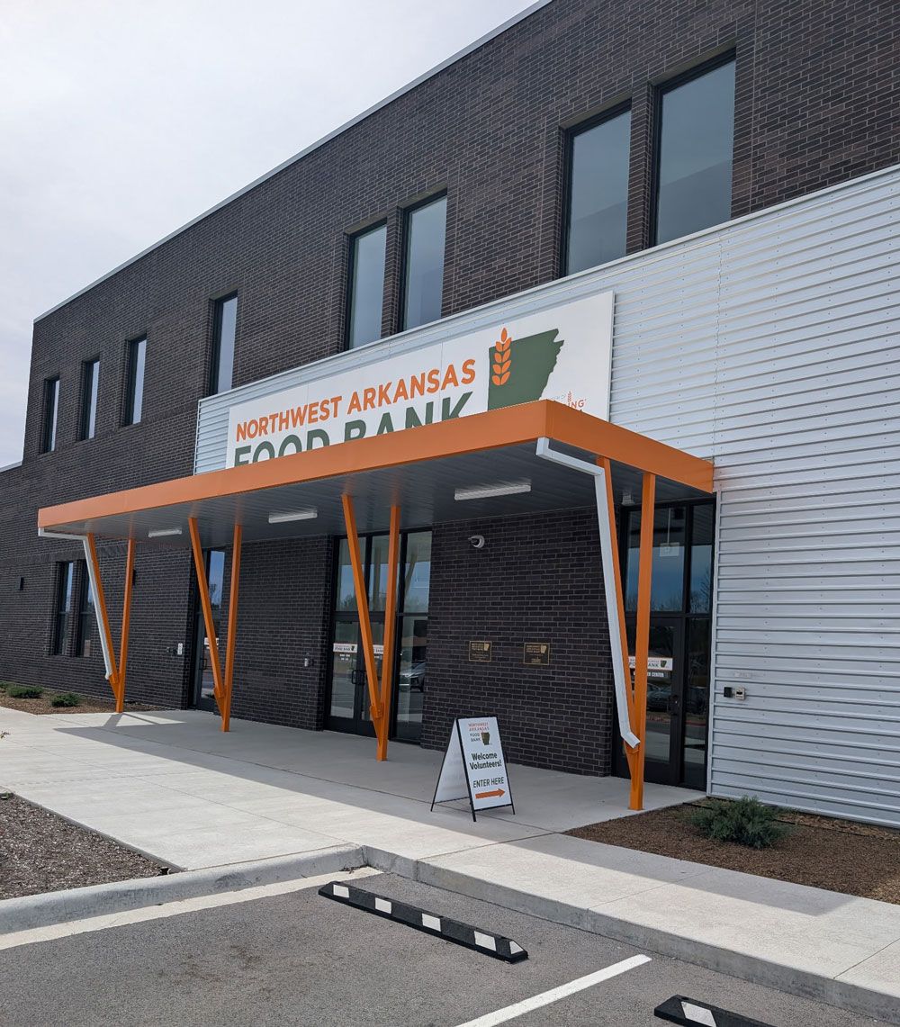 A building with a sign that says northwest arkansas food bank