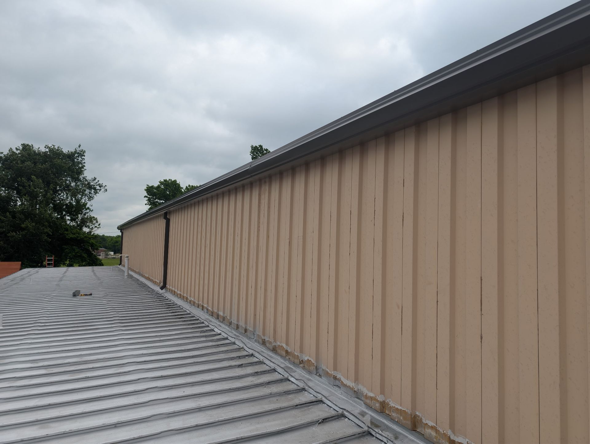 Photo of new gutters on building
