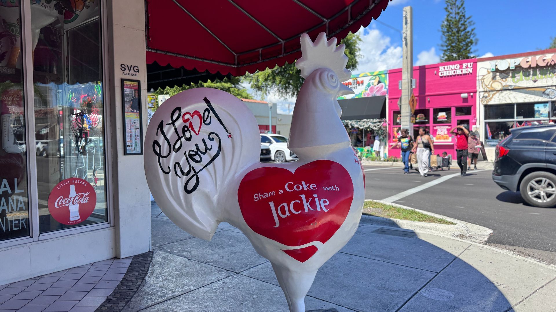 In Little Havana, they have roosters throughout the area.
