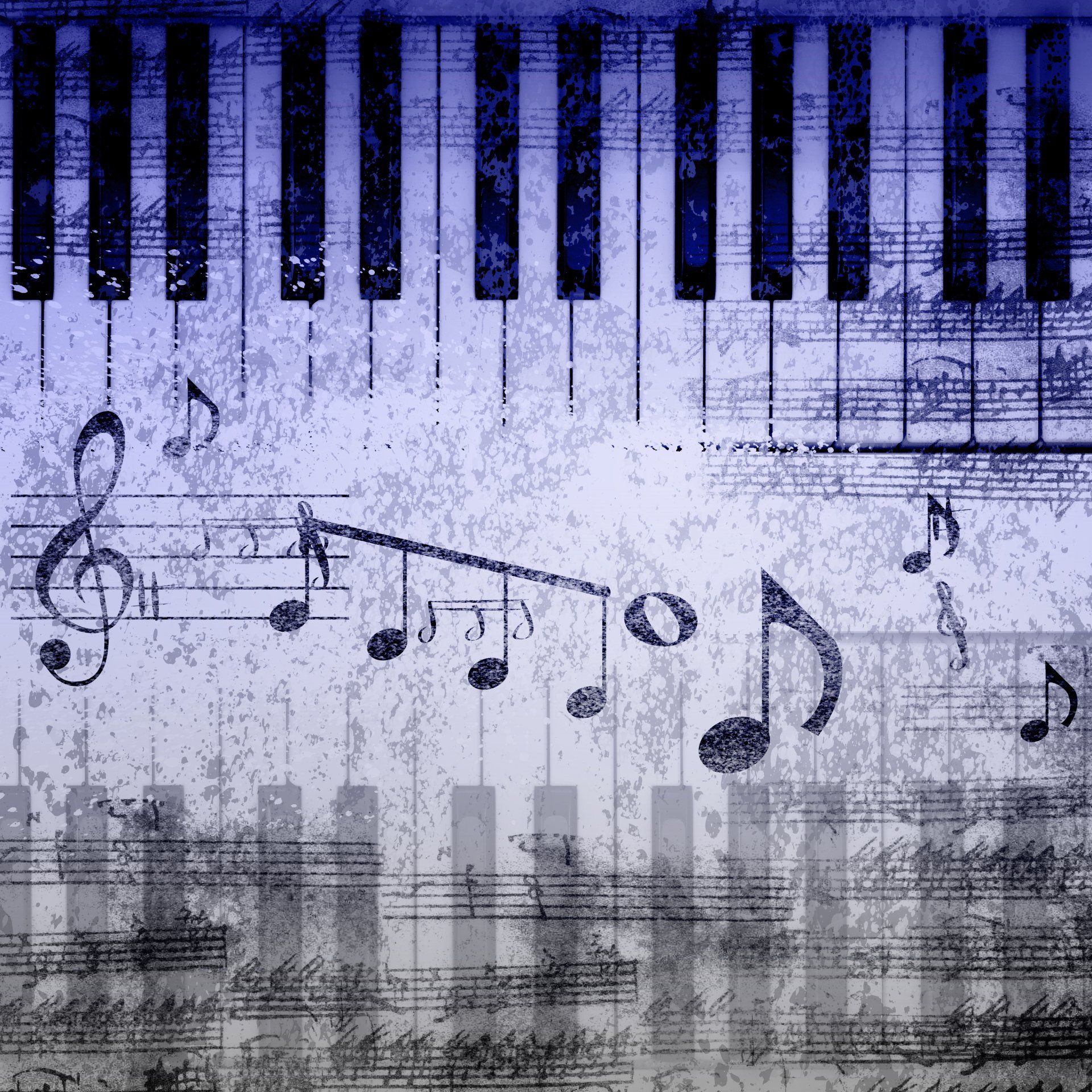 piano sheet music with purple watercolor