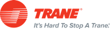 Trane logo: red circle with horizontal lines, red