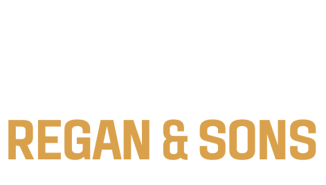 A logo for regan & sons is shown on a white background.
