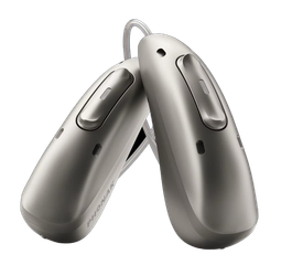 Pair of silver wireless computer mice angled together on a white background