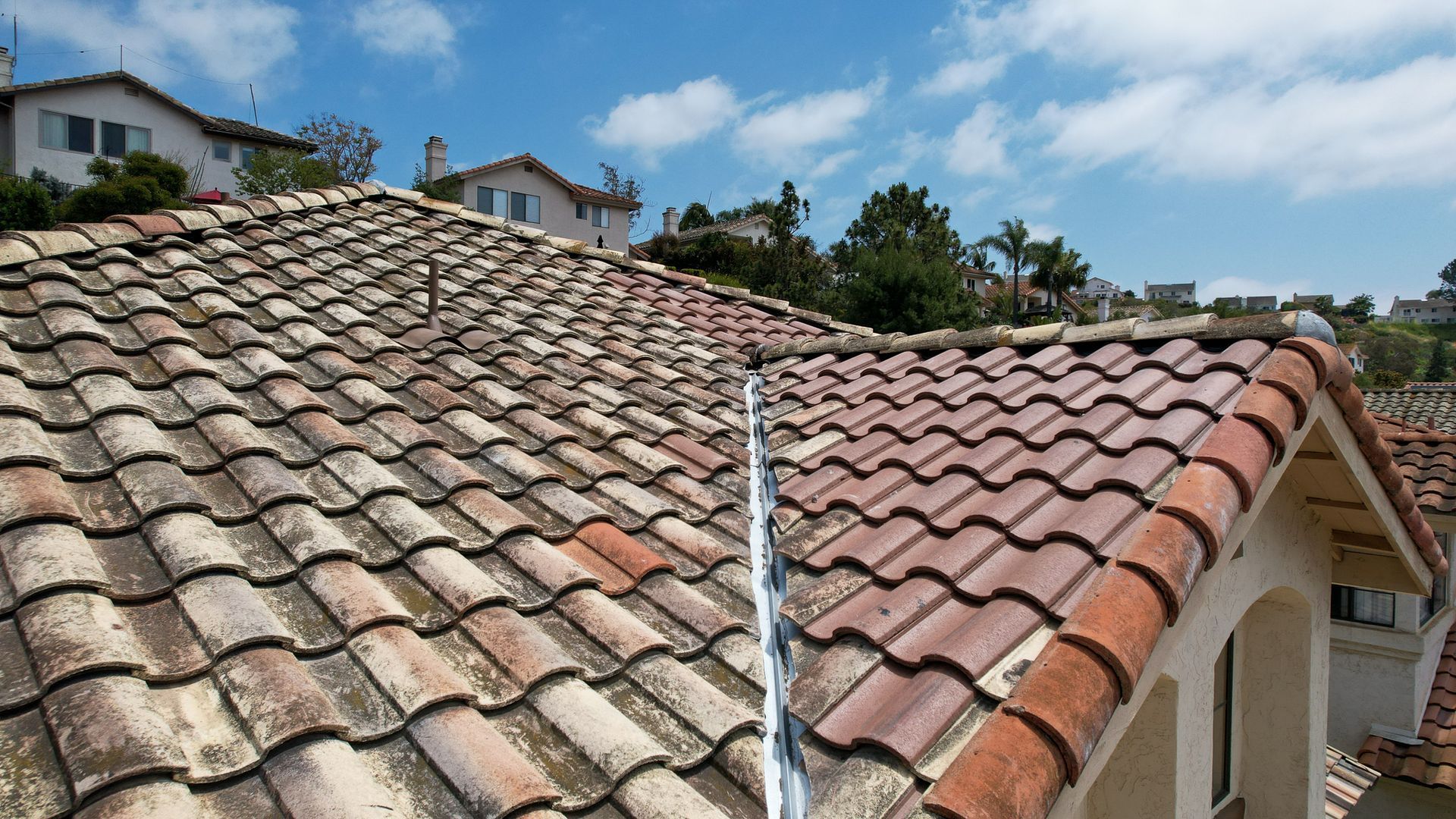 A roof with a lot of tiles on it