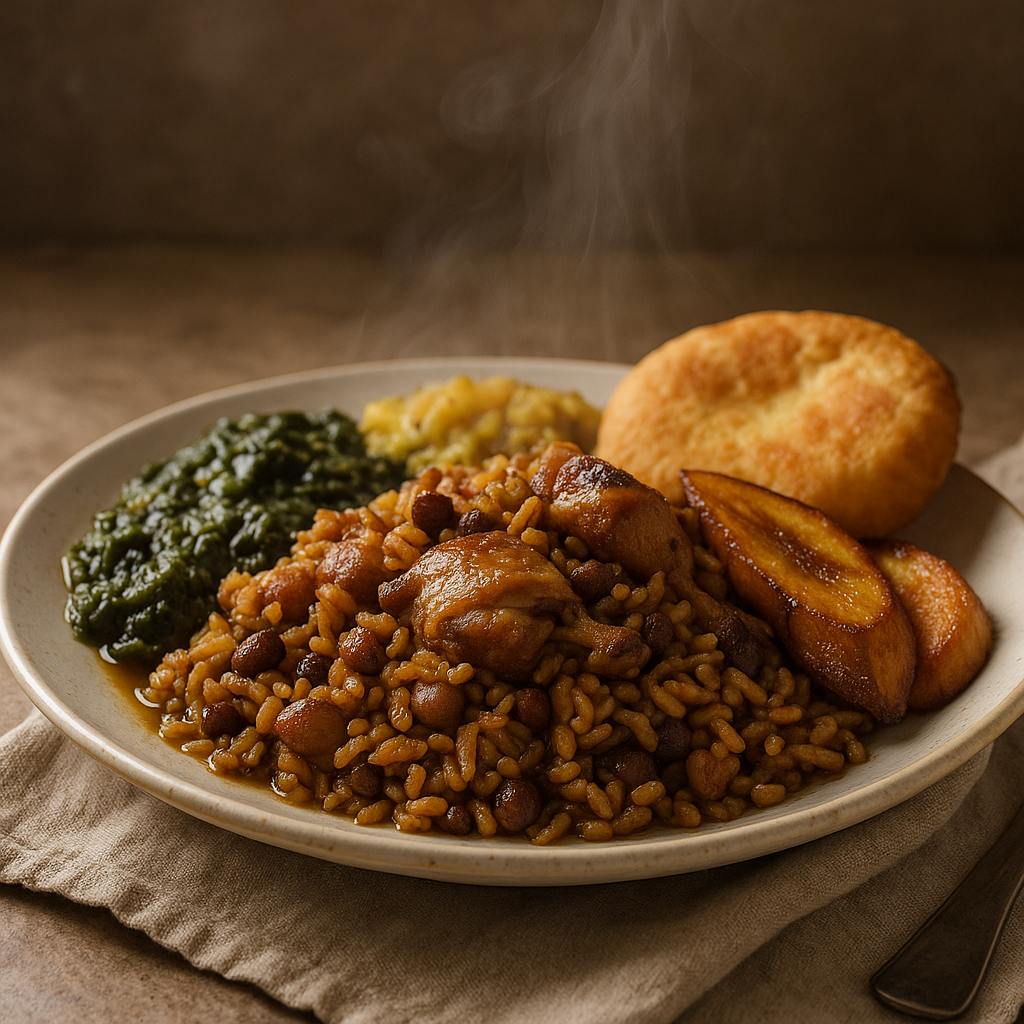 Plate of f Trinidadian food