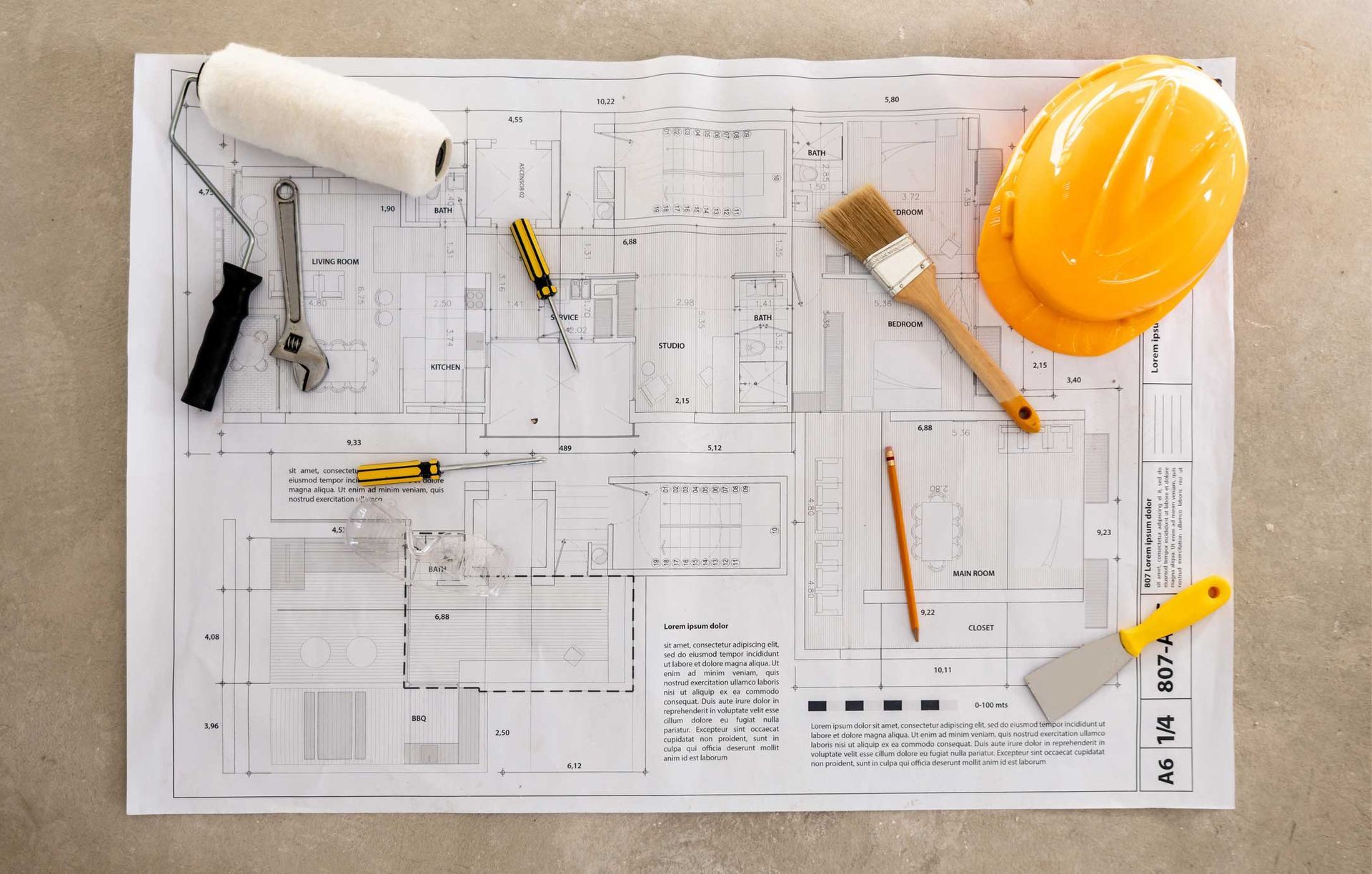 Blueprints on a construction site — Atlanta, GA — HomeBook Pro Linx