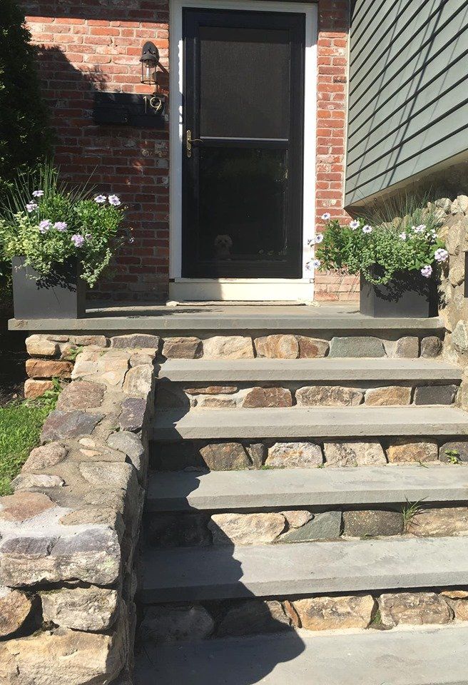 Stone — Stone Work Stairs at Front Door in Marblehead, MA
