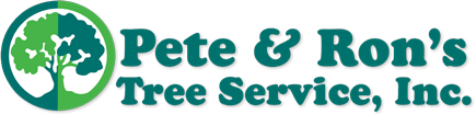 the logo for pete and ron 's tree service inc.