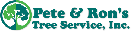 The logo for pete and ron 's tree service inc.