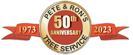 A logo for pete and ron 's 50th anniversary tree service