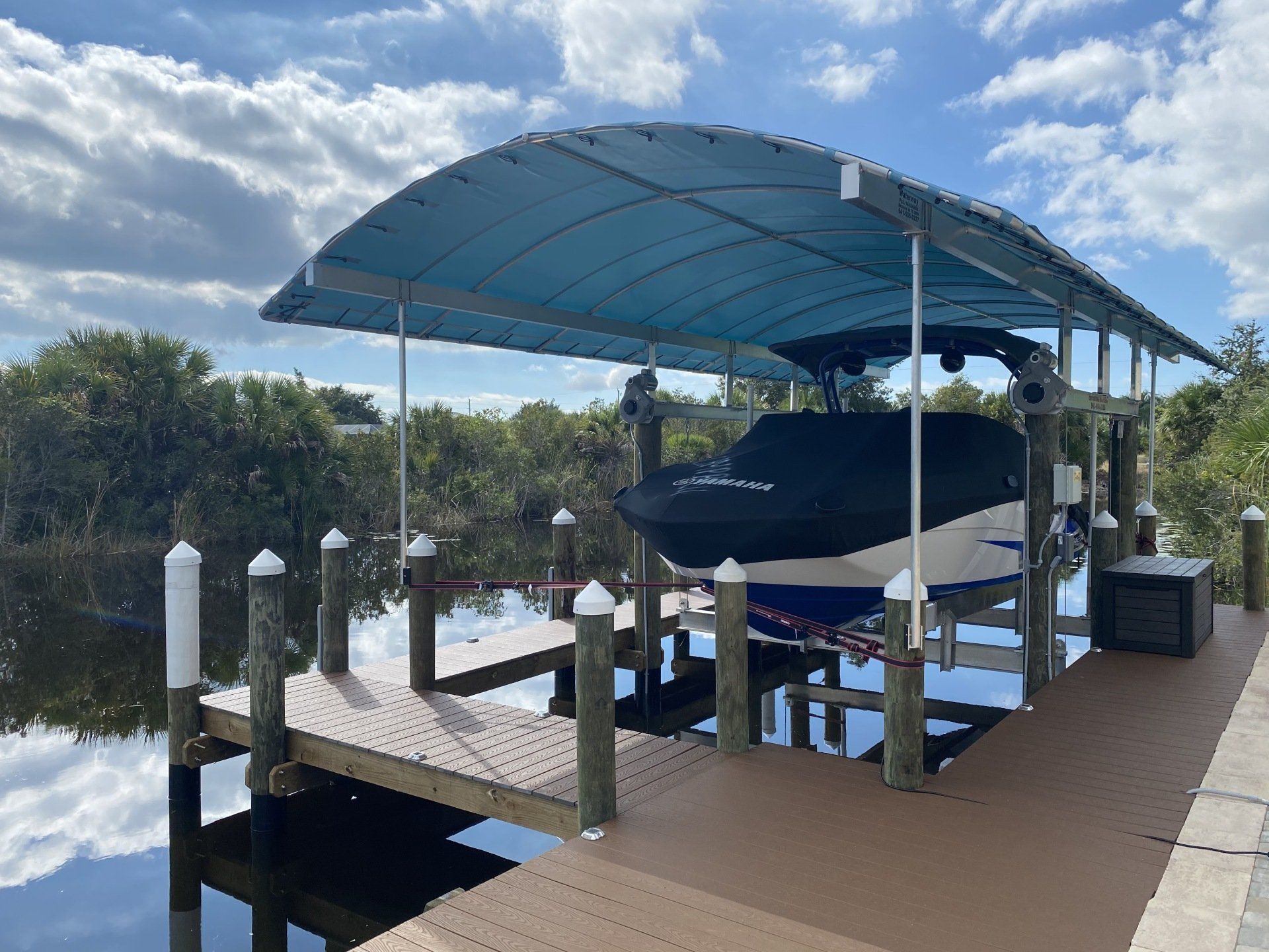 Boat Parked On The Dock — Englewood, FL — Creative Marine Construction
