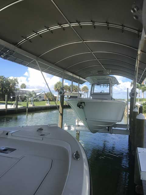 Boat Entering Dock — Englewood, FL — Creative Marine Construction