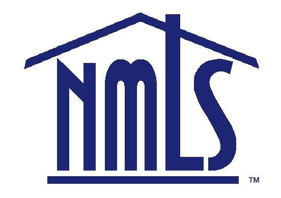 Blue NMLS logo inside house outline.