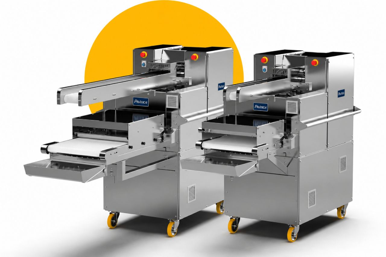 Grupos Automáticos Programáveis Prática GAP 400 e GAP 800 em aço inox para divisão, modelagem e distribuição automática de massas.