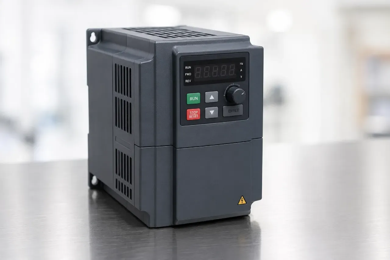 Inversor de frequência utilizado para controlar a velocidade e proteger motores elétricos em equipamentos profissionais.