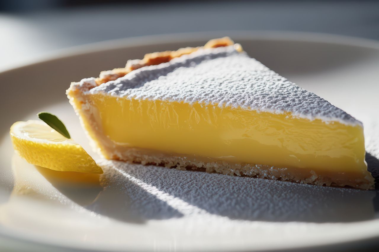 fatia de torta feita com lemon curd
