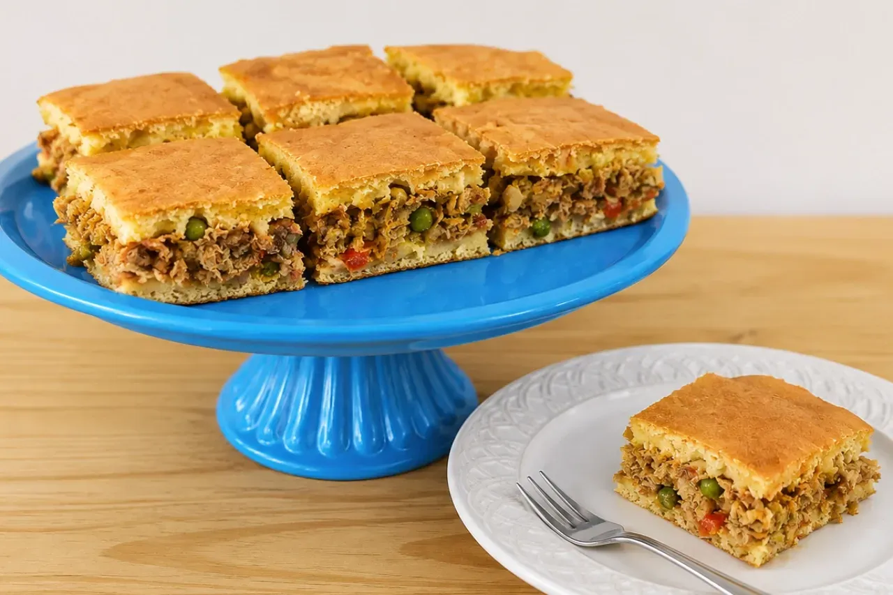 torta de sardinha de liquidificador com massa fofinha, recheio cremoso e preparo simples 