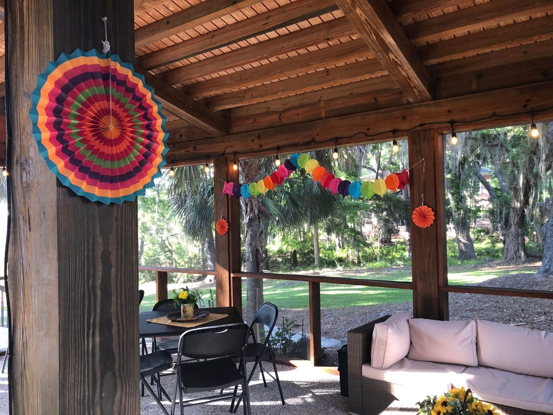 Cinco de Mayo decorations hanging from the Oyster Pavilion
