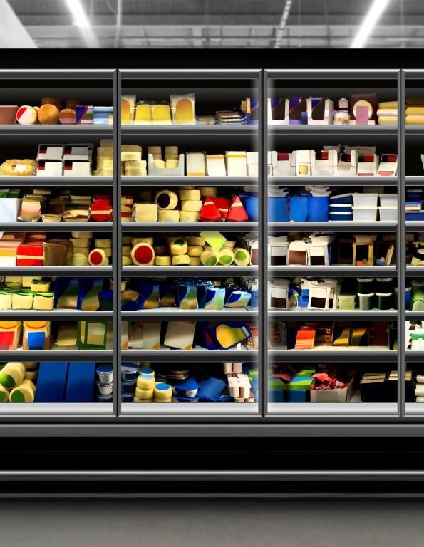 a refrigerator filled with lots of different types of cheese Refrigeration Case Design & Installation