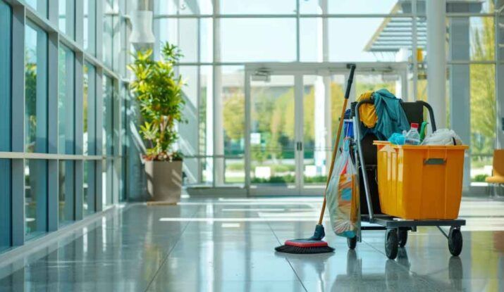 A person is mopping a wooden floor with a mop.