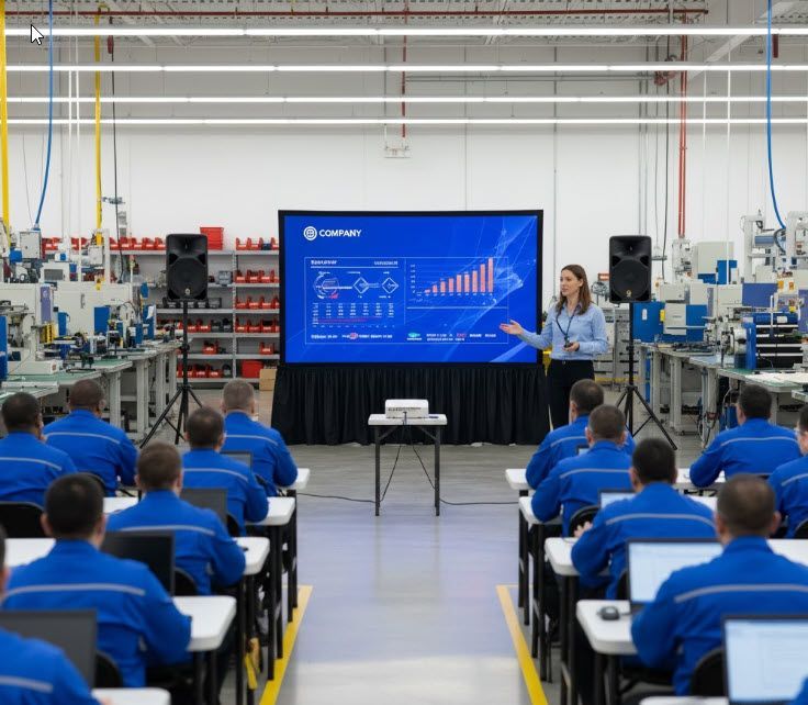 Corporate AV Production for Woman Presenting Data on Screen in Colorado Springs