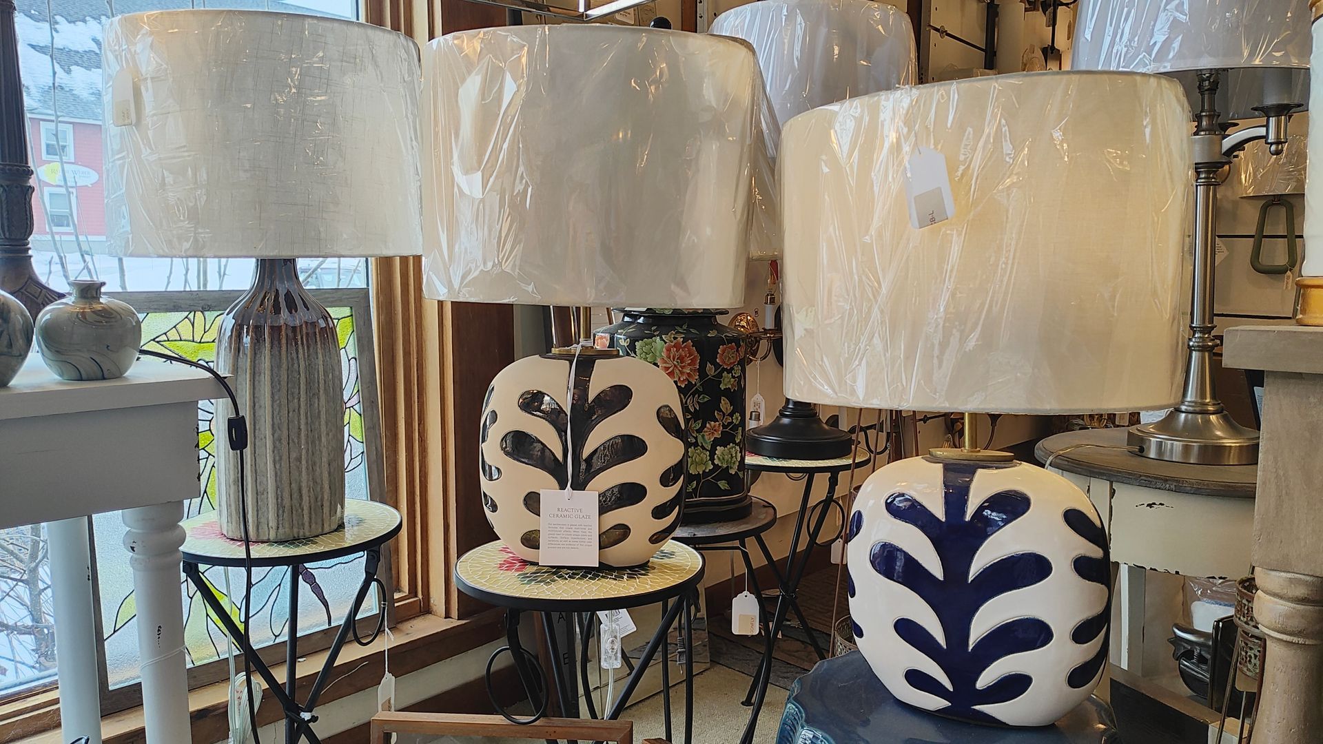 Large inventory of designer table lamps and floor lamps in Avon Connecticut