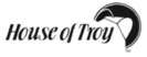 A black and white logo for a company called house of troy.