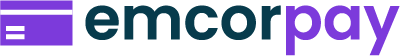 Un logotipo morado y azul para emcorp pay