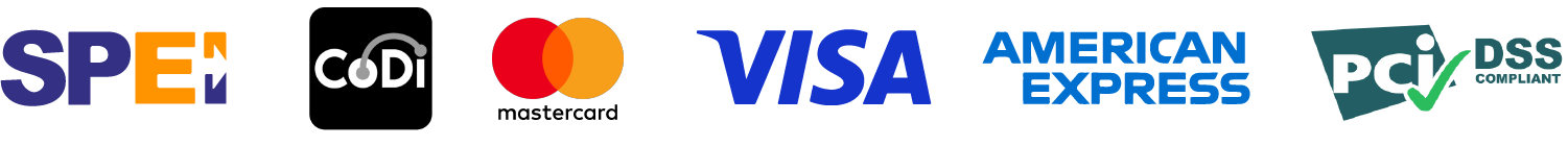 Una imagen borrosa de los logotipos de Visa y American Express.
