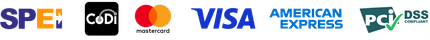 Una imagen borrosa de los logotipos de Visa y American Express.