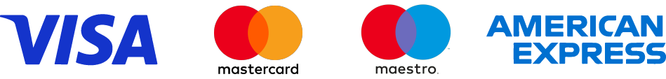 Un logotipo de Visa y Mastercard junto a un logotipo de American Express