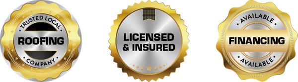 Logos for roofing services: Trusted local roofing company, licensed & insured, financing available.