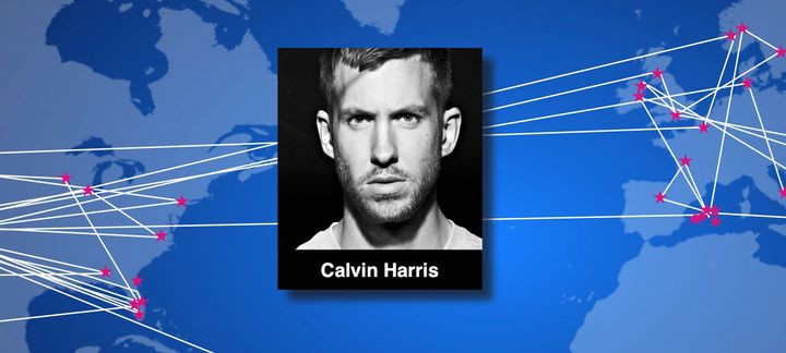 a picture of a man with the name calvin harris on it