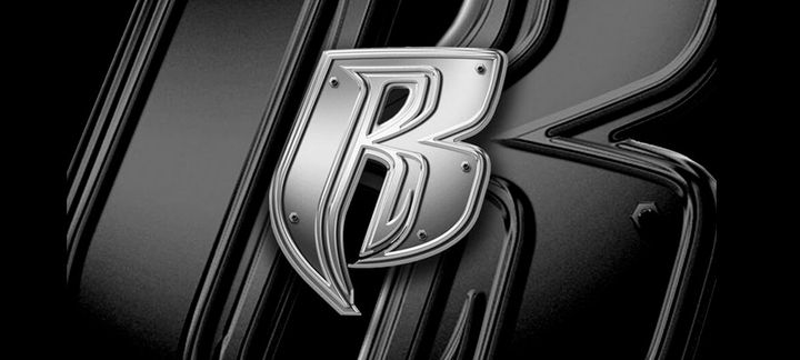 a silver letter r is on a black background Ruff Riders logo