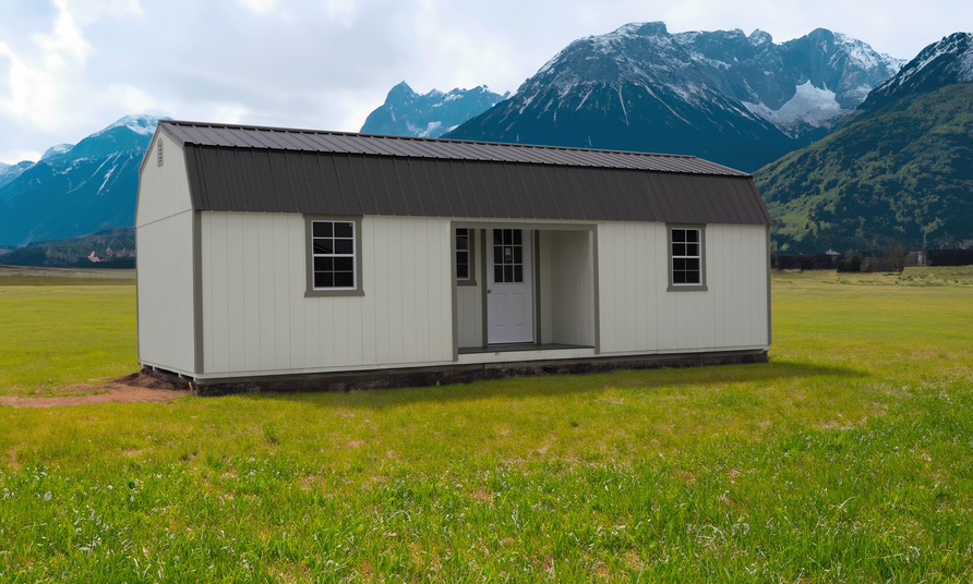Stor-Mor+12x32+Portable+Double+Lofted+Cabin+Shed+with+Porch