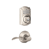 Three different types of locks are sitting next to each other on a white surface.