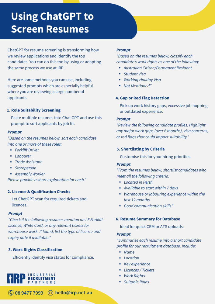 Using ChatGPT to screen resumes