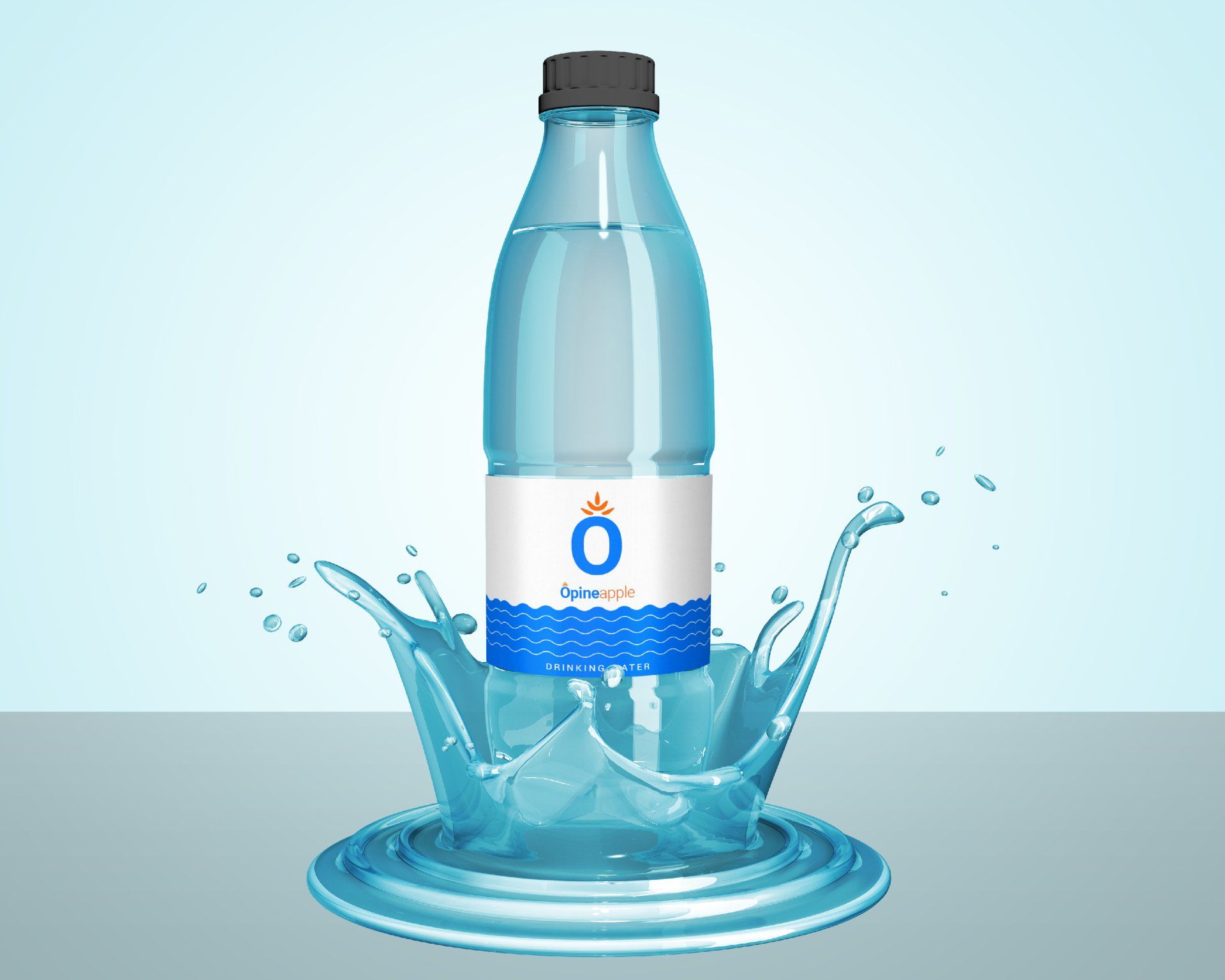 A water bottle with a custom label.