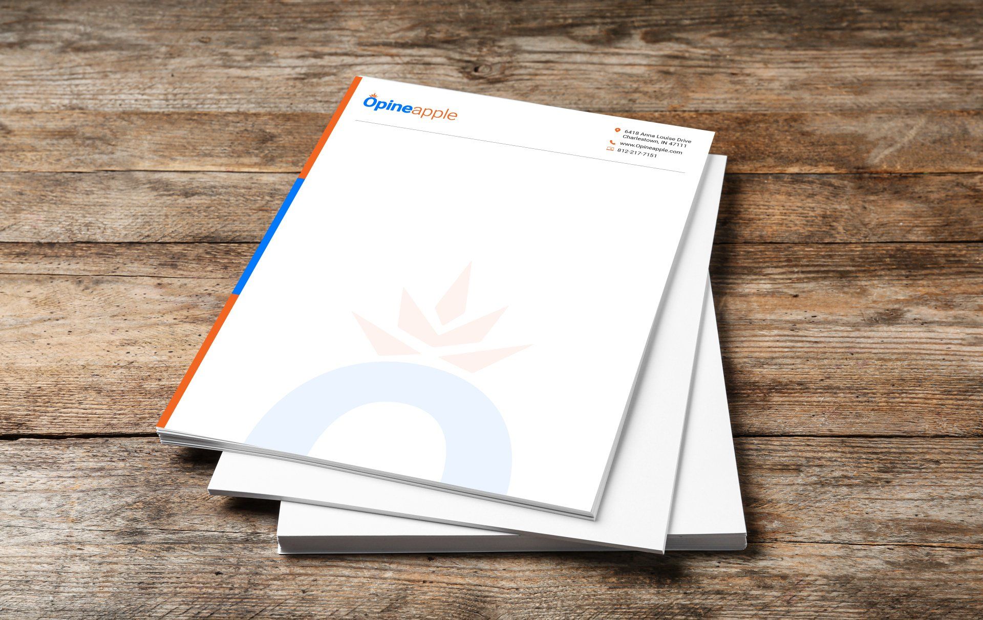 Printing service text on an image of branded letterhead.