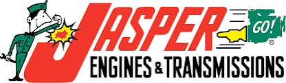 The logo for jasper engines and transmissions shows a man saluting.